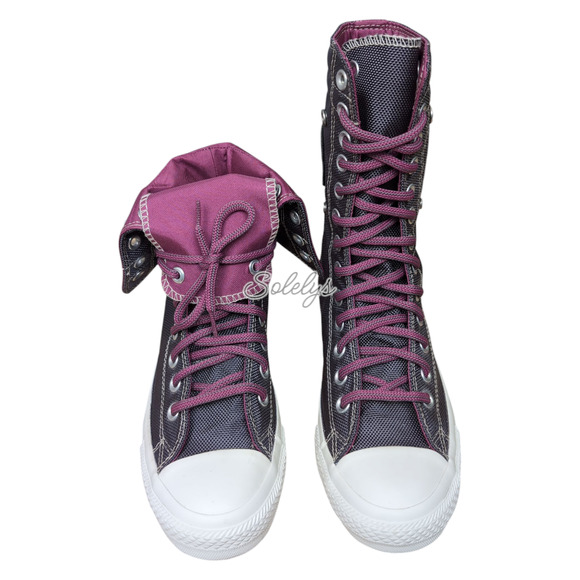 Converse CTAS 2012 RARE XHI 13 Eyelet Calf High Purple Foldover Sneaker Womens 7 - Picture 2 of 13
